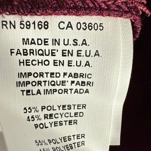 Karen Kane Shirred Blouse Wine Collared Long Sleeve Button Front Large - Picture 5 of 8